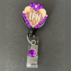 LPN Nurse Retractable Reel Badge Holder With Alligator Clip Nursing Name Tag